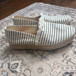 Splendid Lilly Striped Espadrille Platform Flats - Nautical Blue & White - 8.5